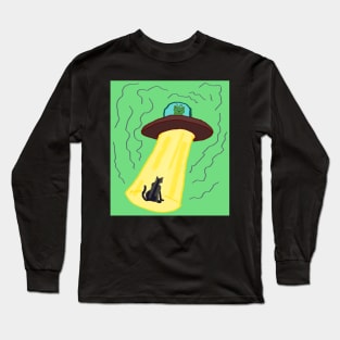 Alien cat abduction Long Sleeve T-Shirt